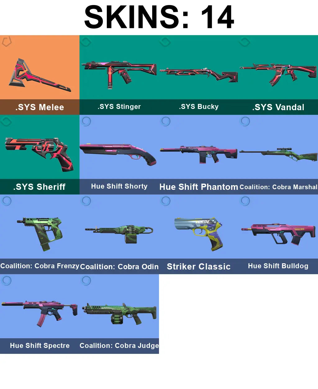 Buy 14 SKINS | 1 KNIFE | .SYS(MELEE | STINGER | BUCKY | VANDAL ...