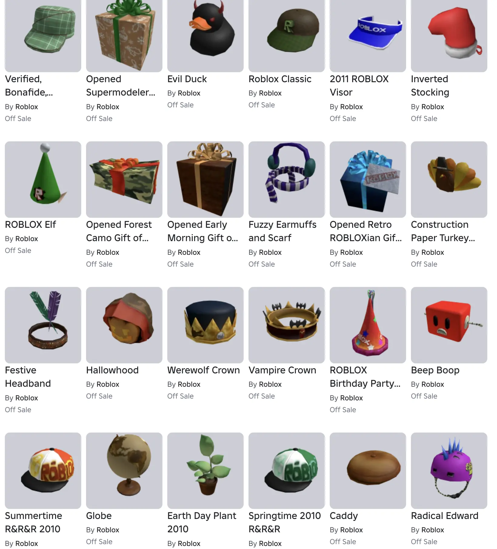 Buy ROBLOX 2009 Account 💜 66+ Offsales/Limiteds 💜 Superbrick Visor ...