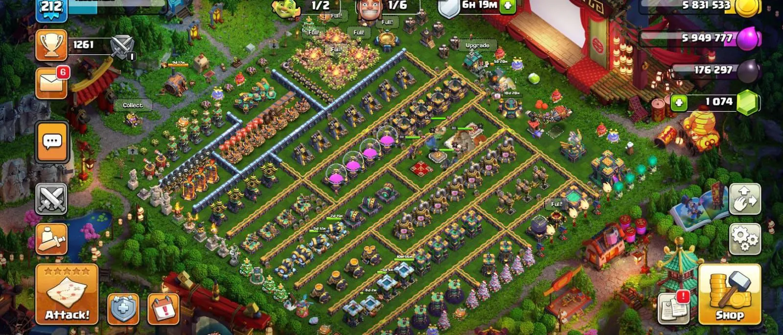 Buy ⚡Max Heroes Th14 XP 212⚡4 Paid Sceneries Inc Inferno War Base, 10  Skins⚡ Strong Builder Base⚡Lv 17 King Gauntlet, Lv 11 Frozen Arrow⚡ for  $99.87 | CoC Account