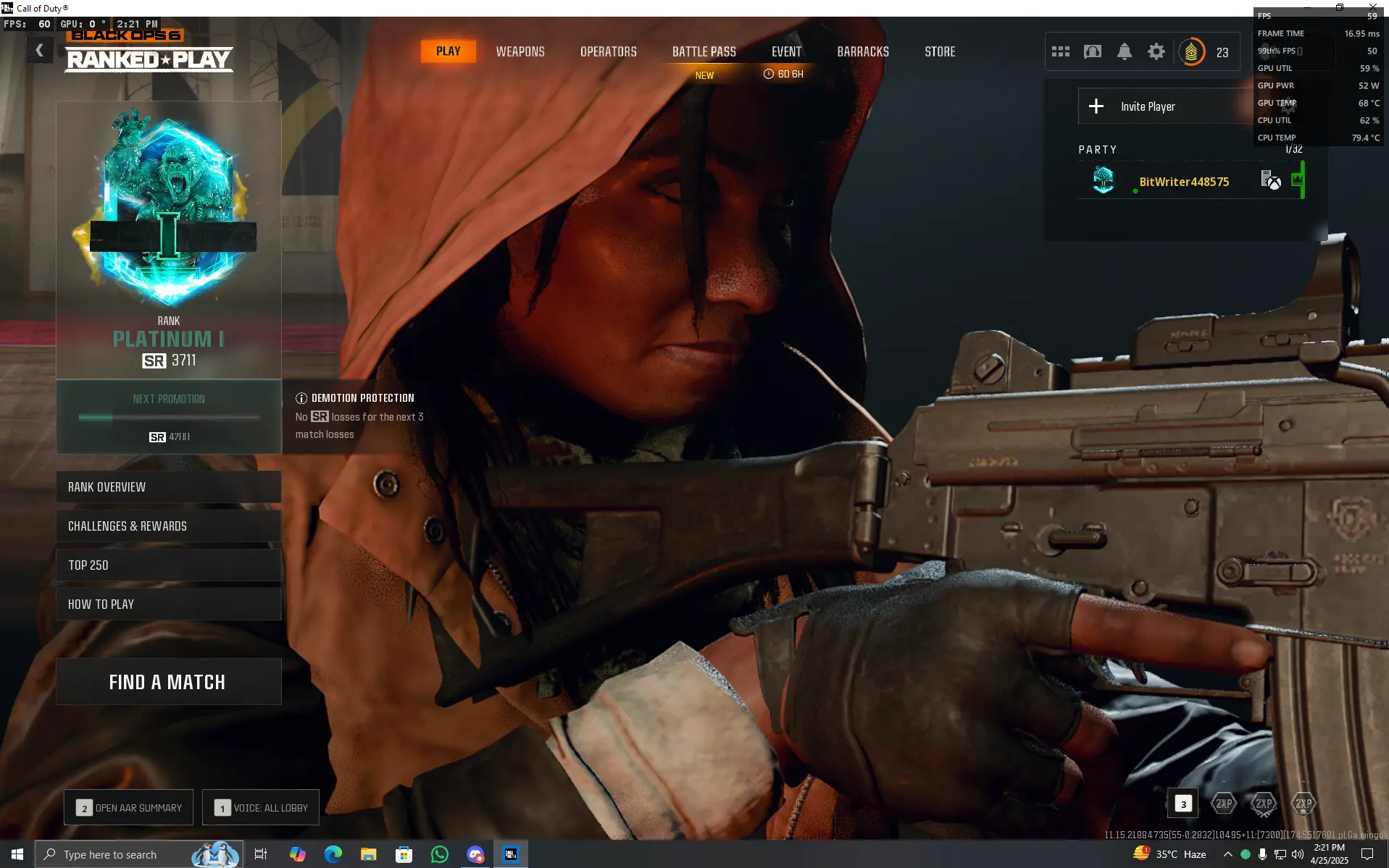 Acquista 🔥 BO6 🔥 Platinum Rank SR 3711 🚀 18 Operators + Ranked Ops 🛡️ ...