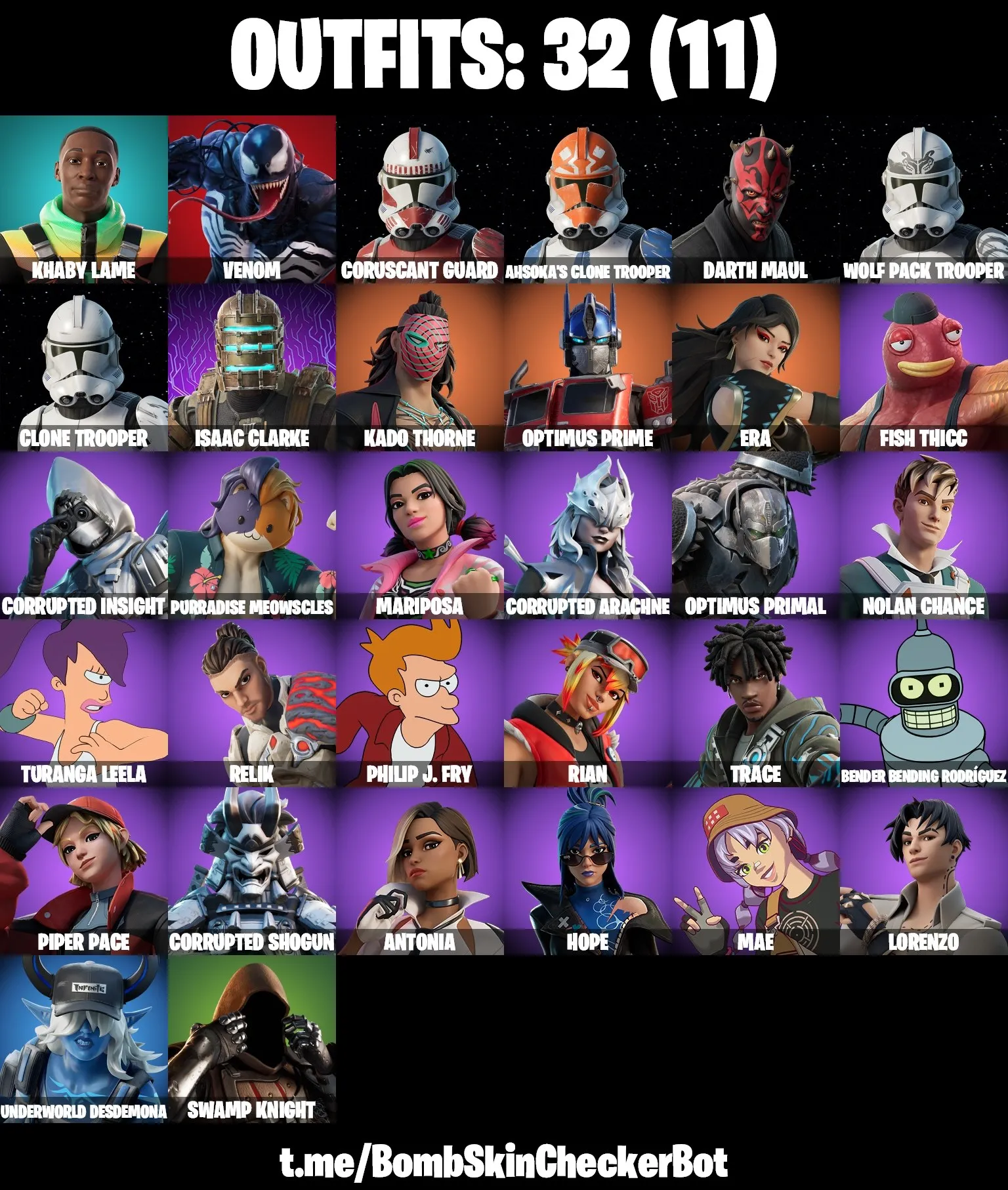 Buy [PSN/XBOX/PC]⭐ 32 Skins⚡ Khaby Lame⚡Venom⚡ Clone Trooper 