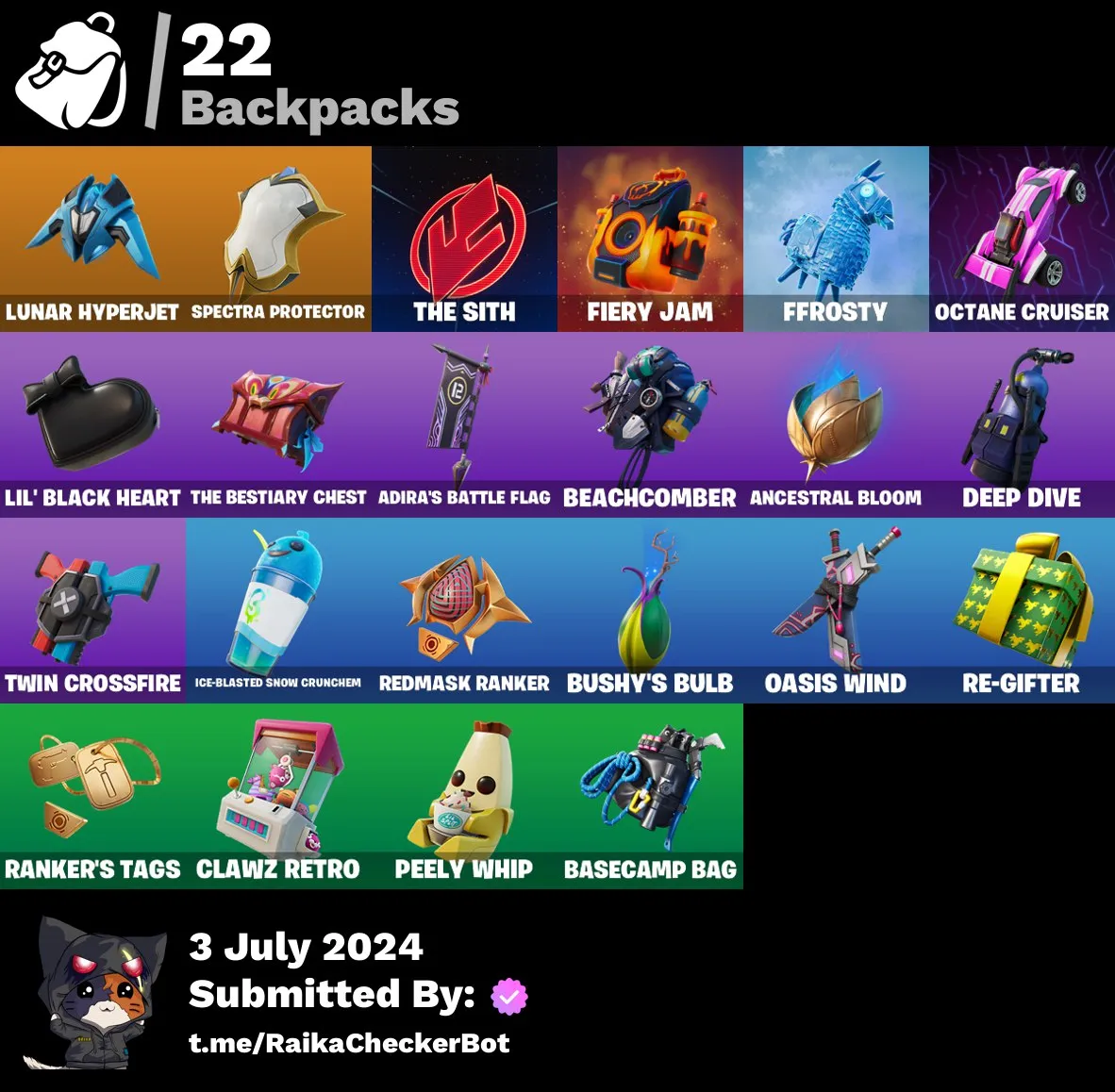 All backpacks in fortnite best sale