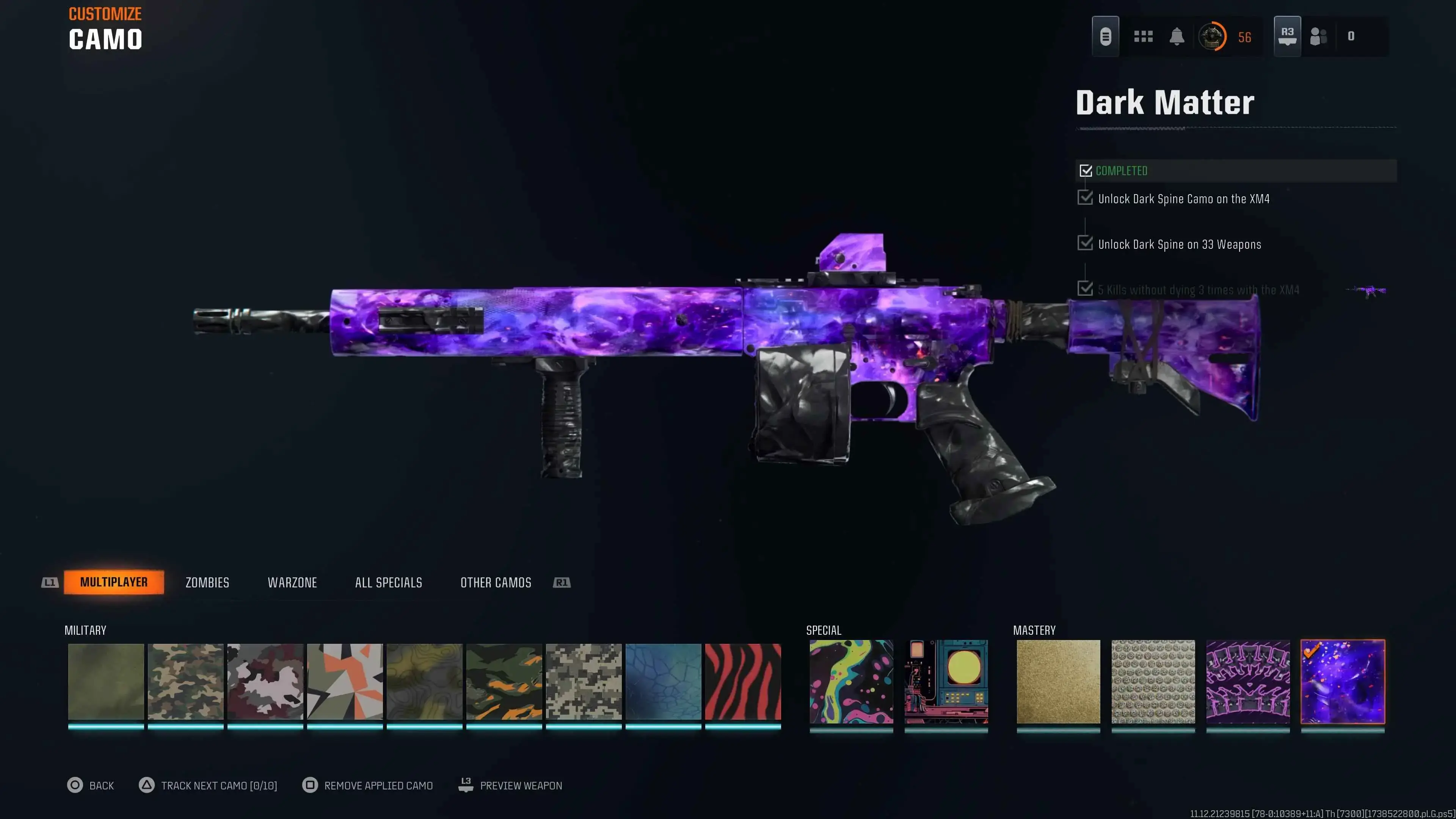 Buy BO6 WZ4 Prestige Master Level 56⚜Dark Matter Unlocked💎525 Camos🔮 ...