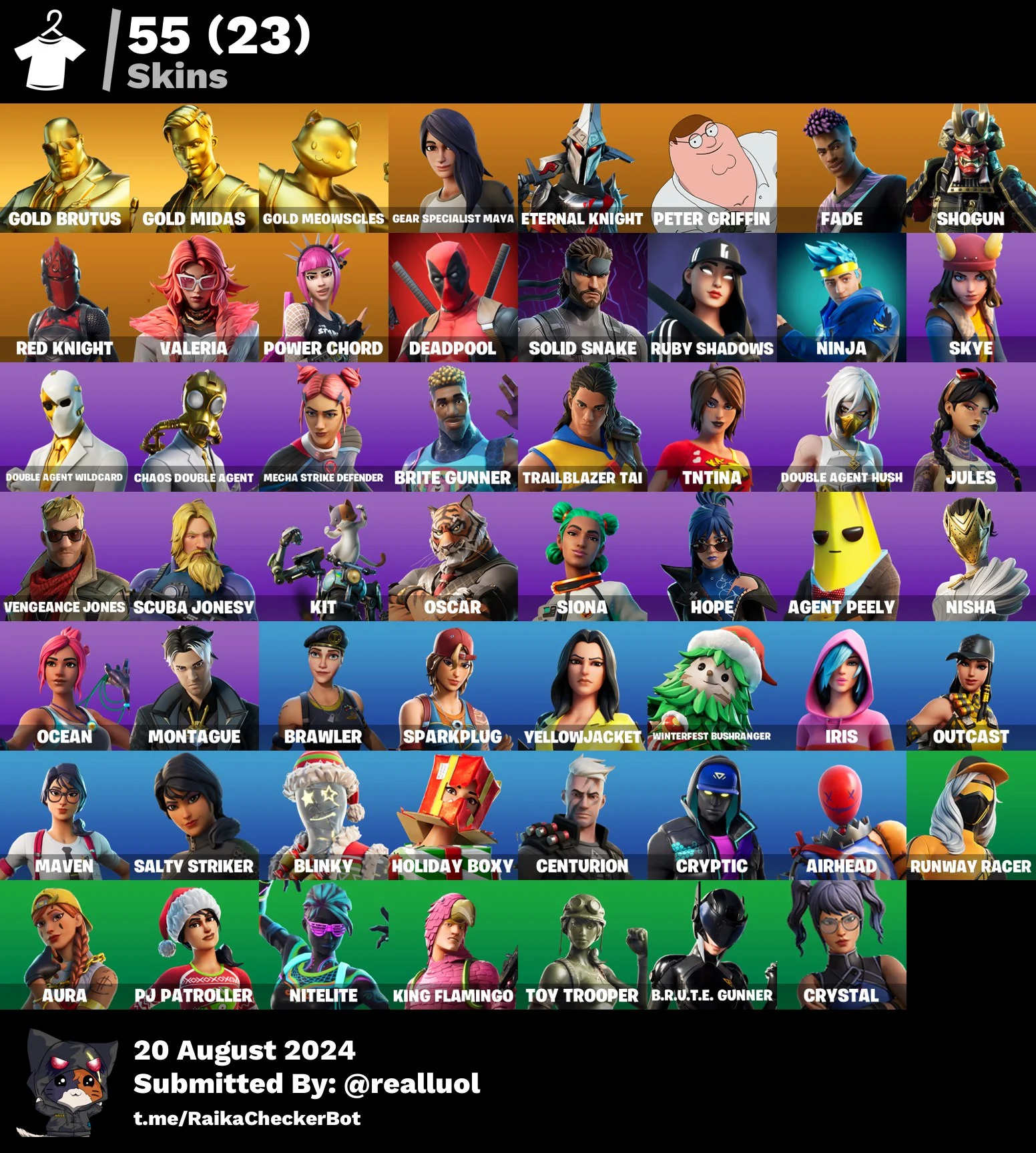 Compra 💠[PC] 55 SKINS ⸱ Peter Griffin ⸱ Ninja ⸱ Valeria ⸱ Power Chord