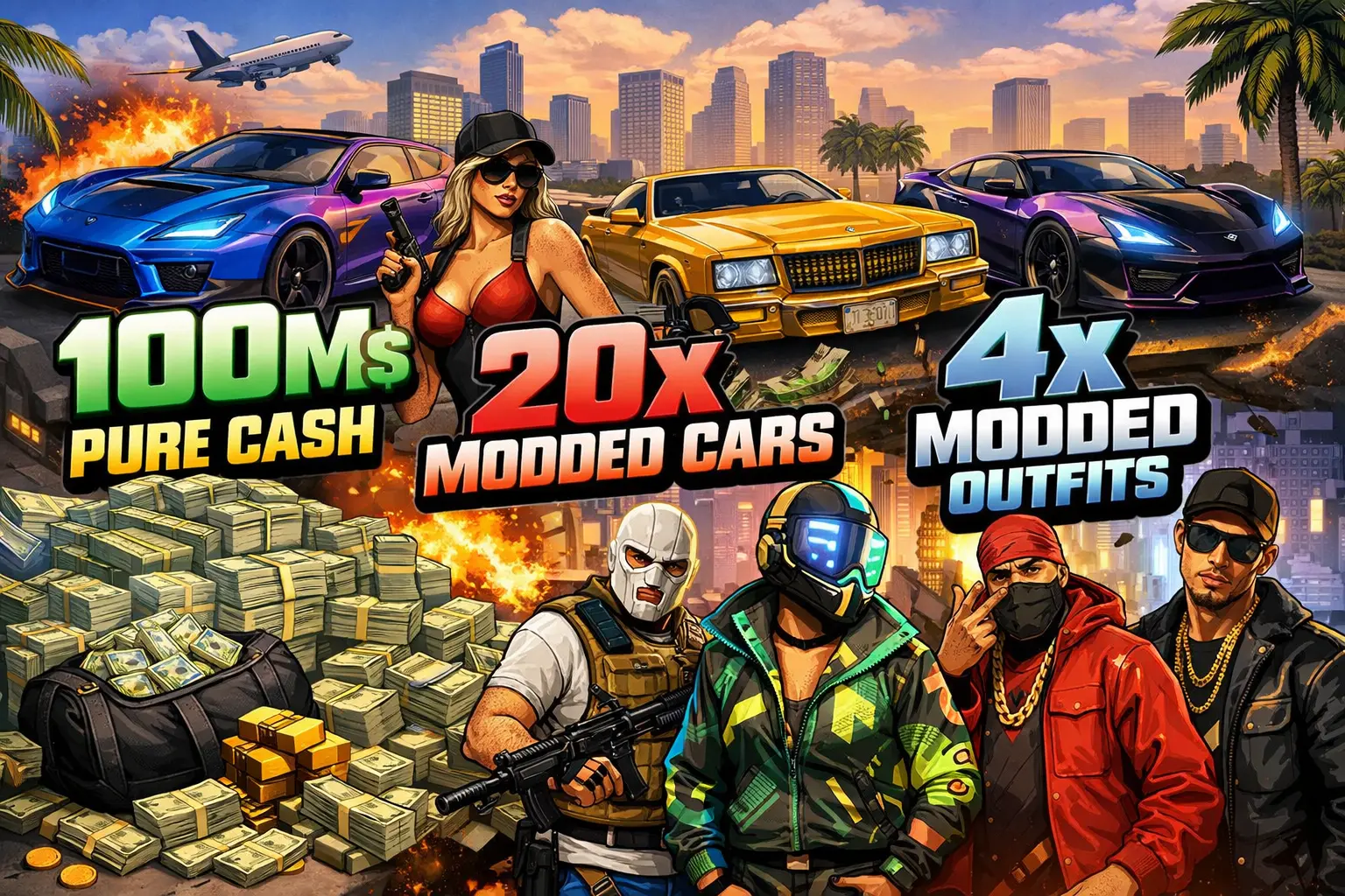 XO 100 M Pure Cash + 20 Modded Cars + 4 Modded Outfits 3