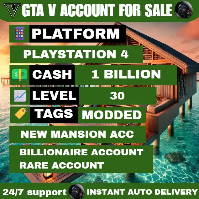 [PS4] New Mansion | $1 Billion Dollars | $920M in Cars | $80M in cash | RP 30 | Instant Delivery | Full Access #GTAPS4NM917
