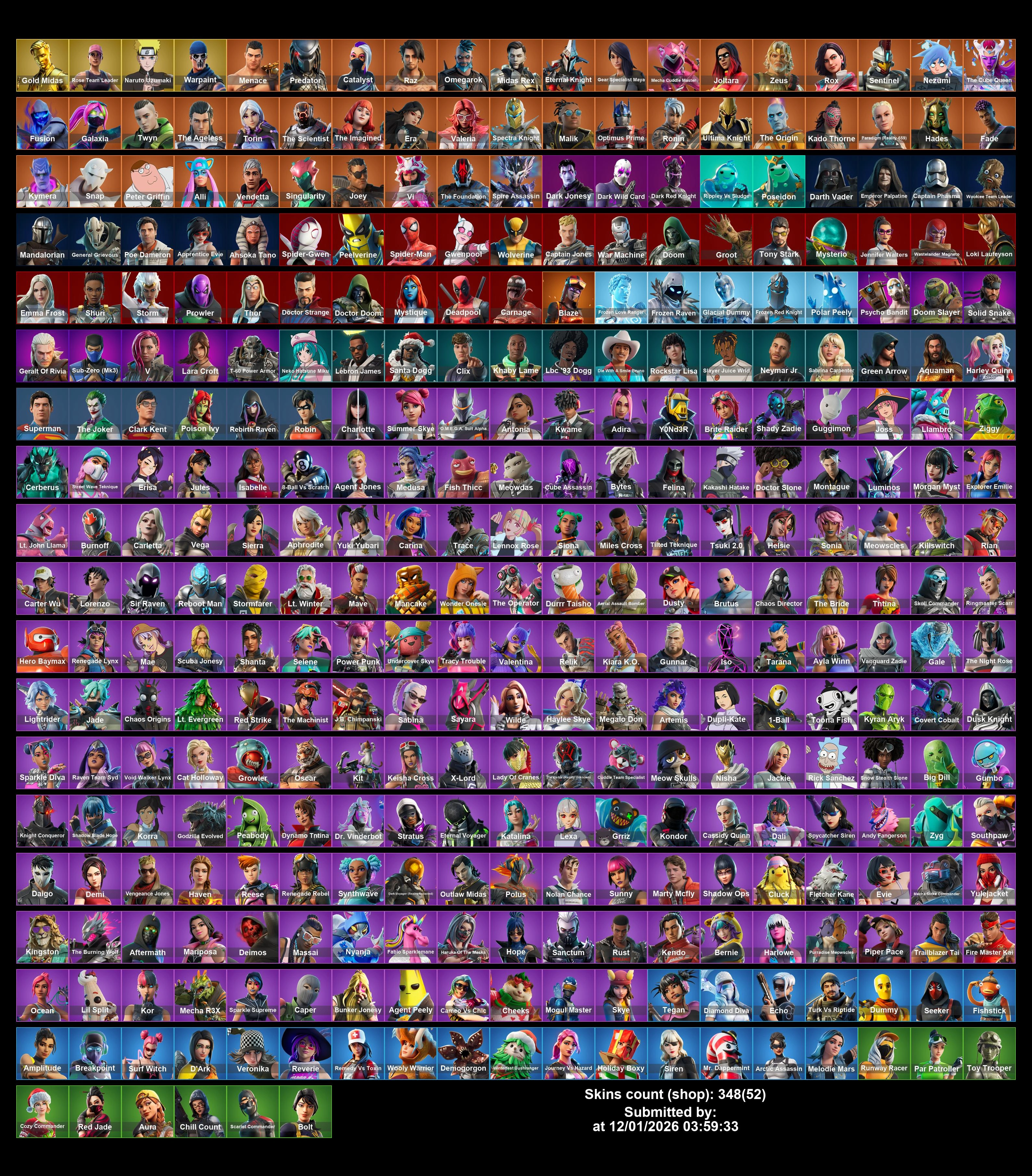 [ PC / PS / XBOX ] 348 skins | OG STW | Gold Midas | Naruto Uzumaki | PSYCHO BANDIT | Harley Quinn | ECHO | Menace | Predator | Catalyst | Raz | Omegarok | Midas Rex | Eternal Knight | Gear Specialist
