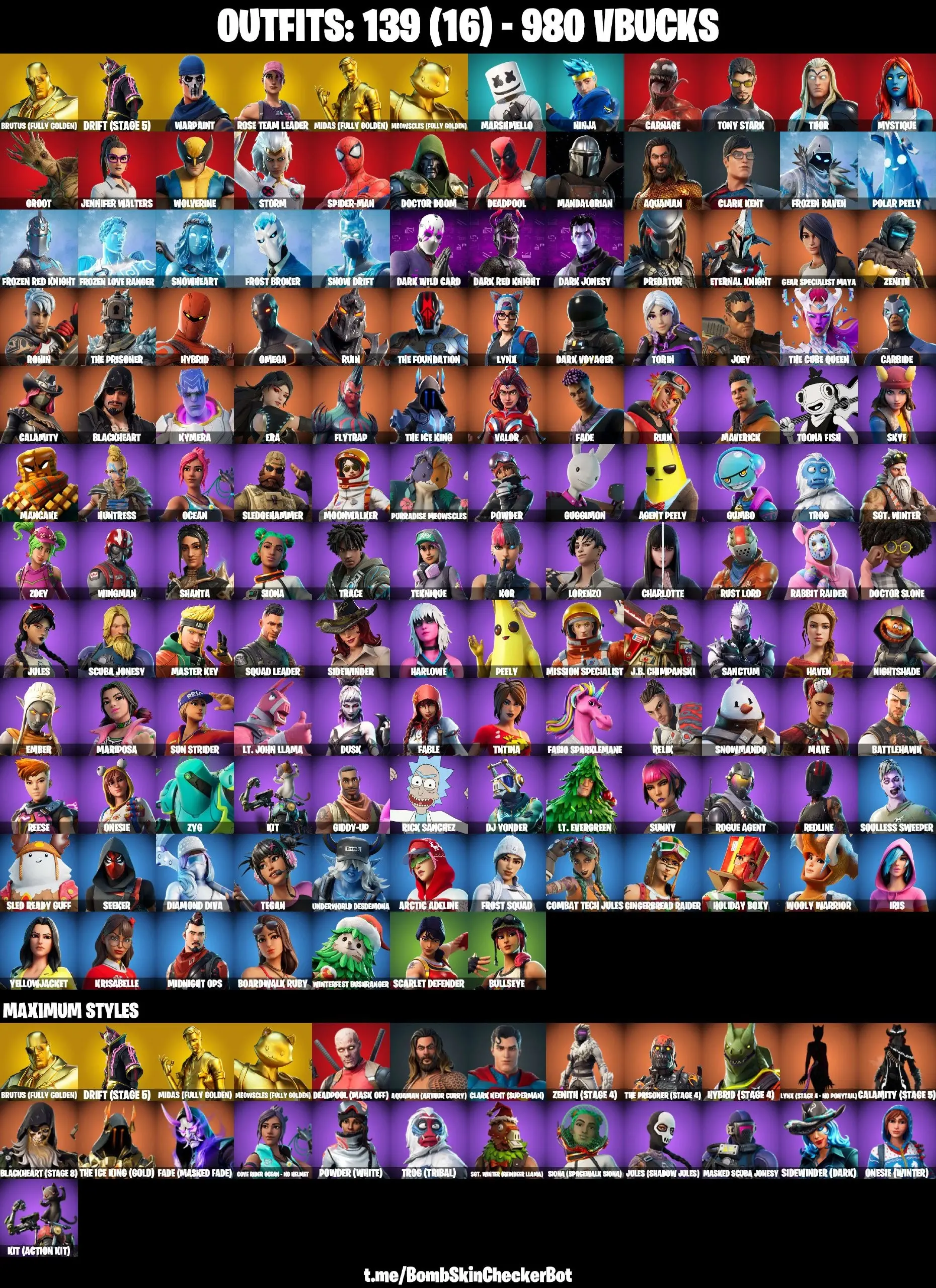 ❤️ 139 SKINS ❤️ TAKE THE L ❤️ GET GRIDDY ❤️ ORANGE JUSTICE ❤️ OG STW ❤️ OMEGA ❤️ MANDALORIAN ❤️ SPIDER-MAN ❤️ GOLDEN MIDAS ❤️ PREDATOR ❤️ CHARLOTTE ❤️ KOR ❤️ ZOEY ❤️ MARIPOSA ❤️ JULES MAX ❤️ ONESIE MA