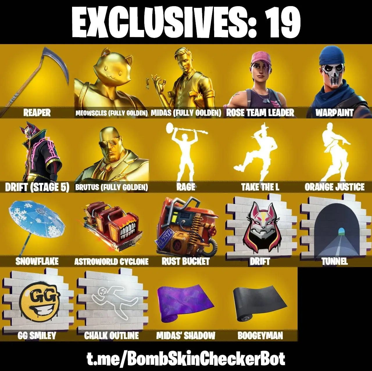 ❤️ 139 SKINS ❤️ TAKE THE L ❤️ GET GRIDDY ❤️ ORANGE JUSTICE ❤️ OG STW ❤️ OMEGA ❤️ MANDALORIAN ❤️ SPIDER-MAN ❤️ GOLDEN MIDAS ❤️ PREDATOR ❤️ CHARLOTTE ❤️ KOR ❤️ ZOEY ❤️ MARIPOSA ❤️ JULES MAX ❤️ ONESIE MA 5