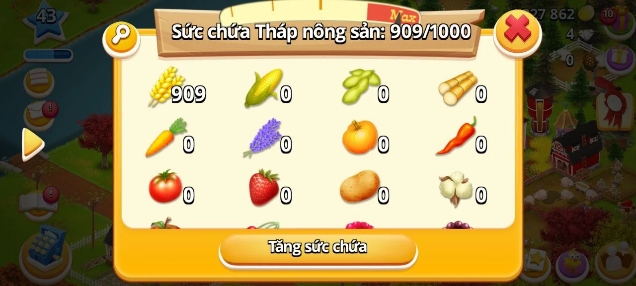 Achetez 🌟Farm Level 43🌟2000 Land Tools Inside 🌟Silo Storage 1000🌟1M