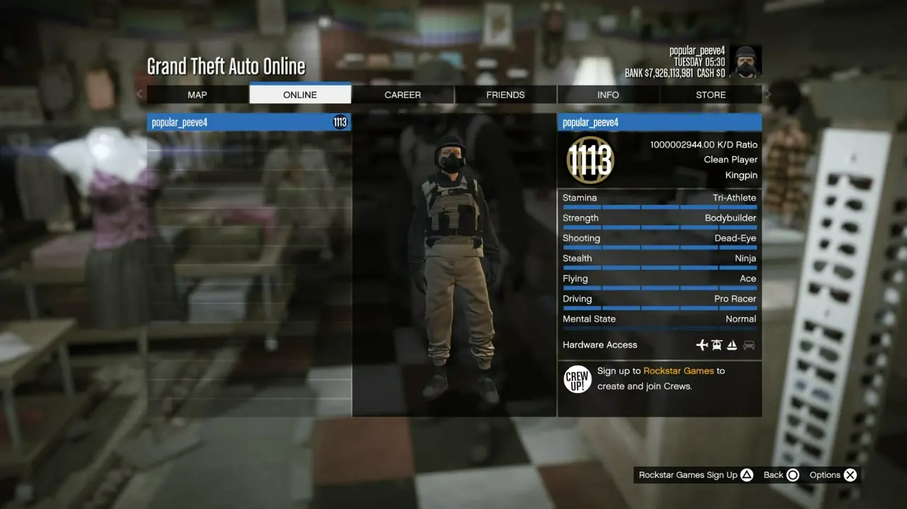 ๐ GTA 5 PS5 Billionaire Modded Account | $7.8 Billion Cash โข RP 1113 โข 4 Modded Outfits โข Fast Run โข Max Stats โข Ownership Ready โข Instant Delivery | QX185