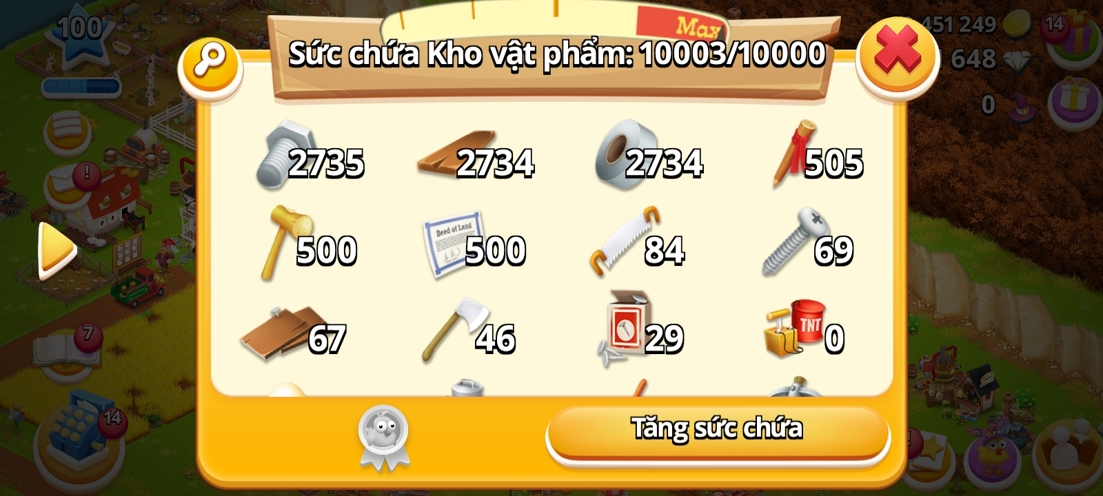 Achetez 🌟Farm Level 100🌟Barn Storage 10000🌟Silo Storage 5000🌟29.4M