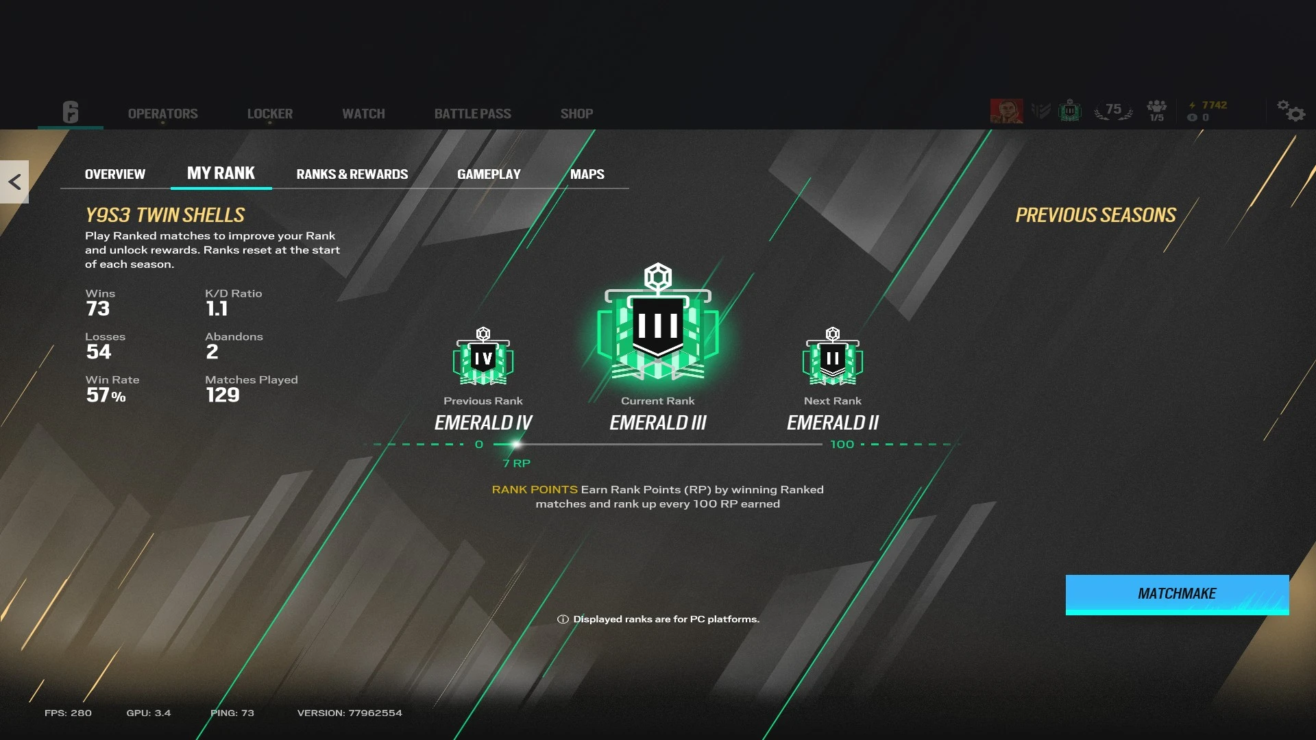 Kaufen Sie [Steam/PSN/XBOX] Level 81 1x Emerald Current Rank Emerald 2