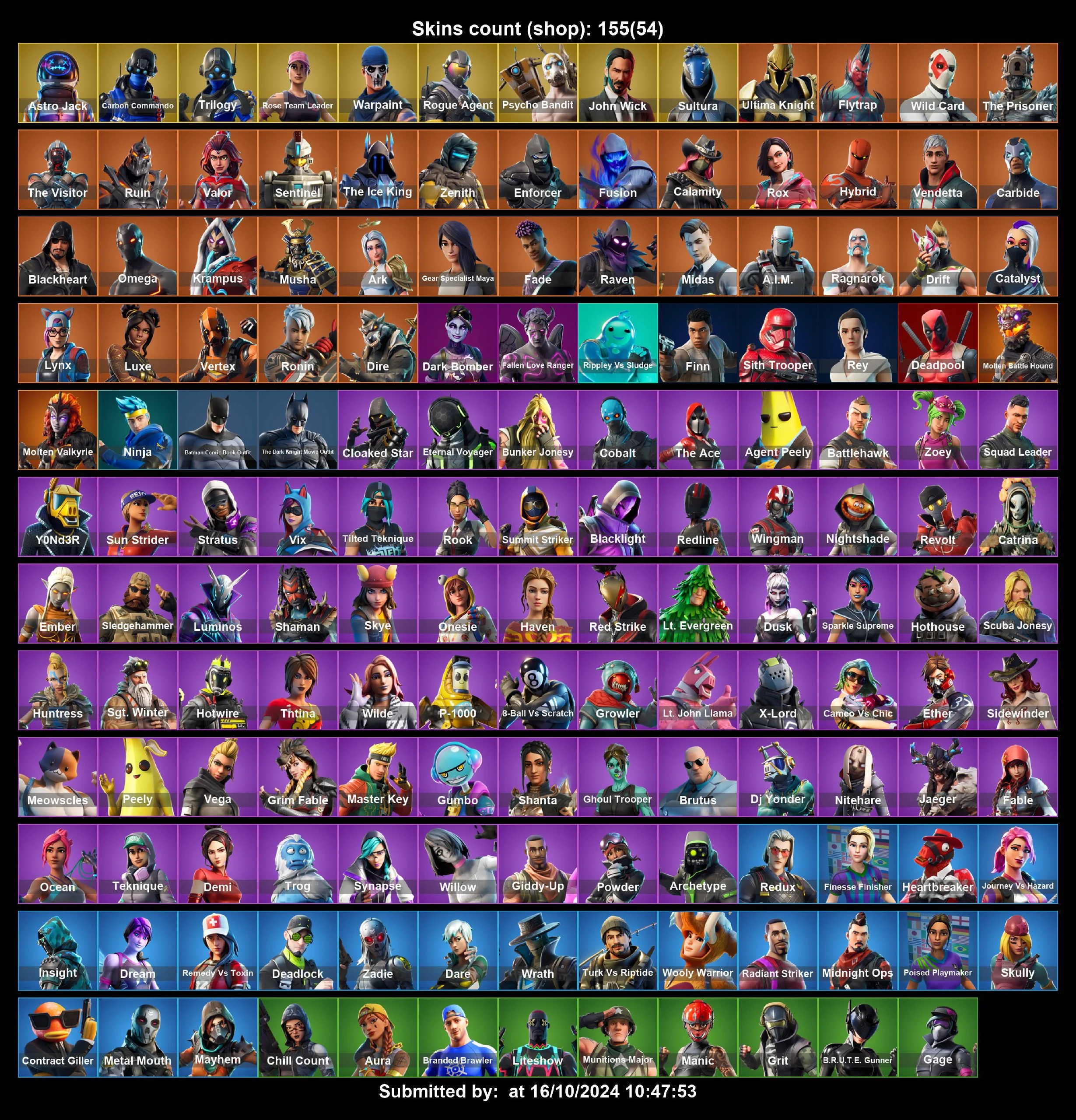 Buy 【155 SKINS】 (PC/XBOX) PSYCHO OG STW ROGUE AGENT GHOUL TROOPER