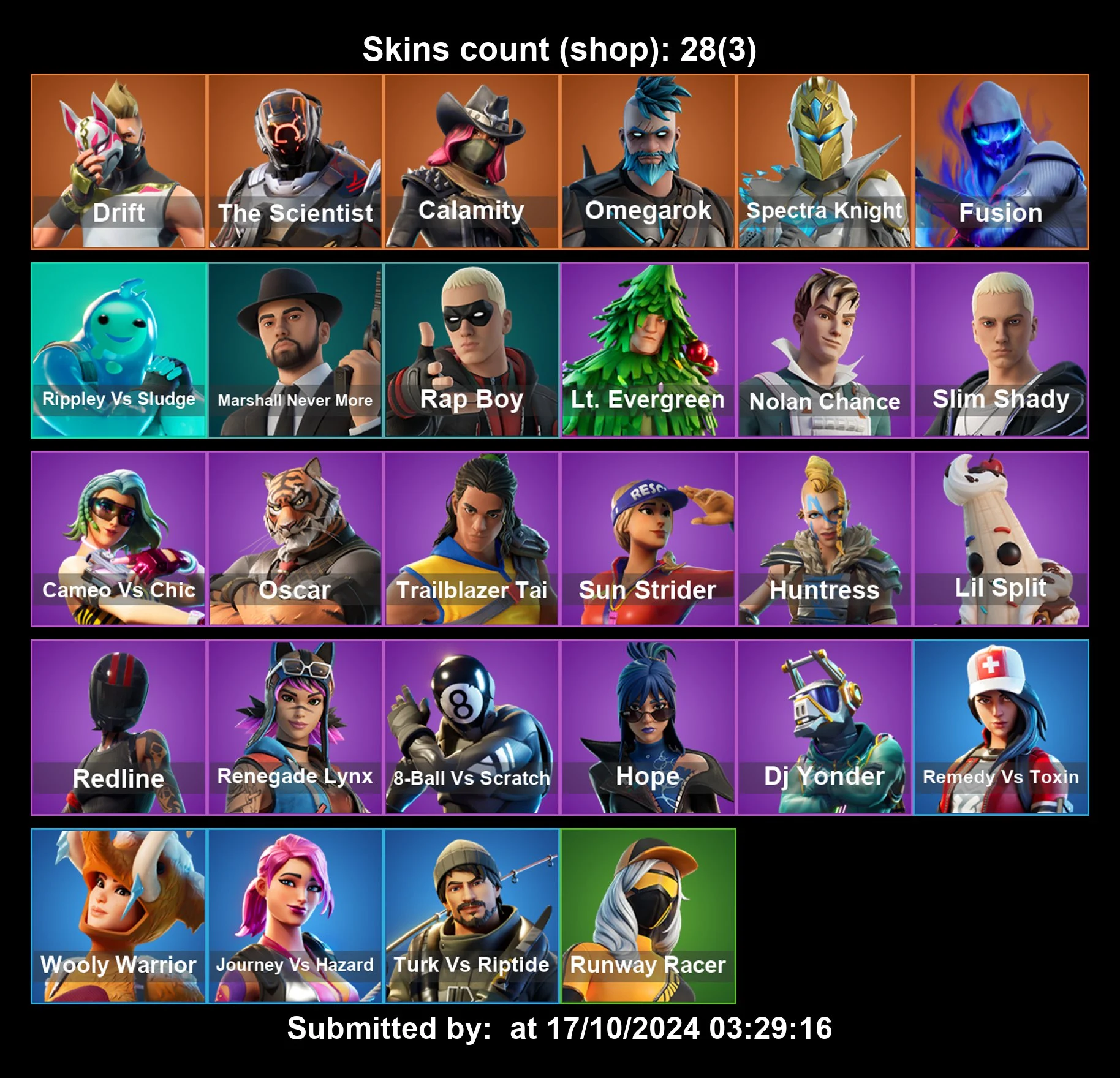 Achetez 【28 SKINS】 (PC) DRIFT REDLINE FUSION CALAMITY OMEGAROK SPECTRA KNIGHT THE