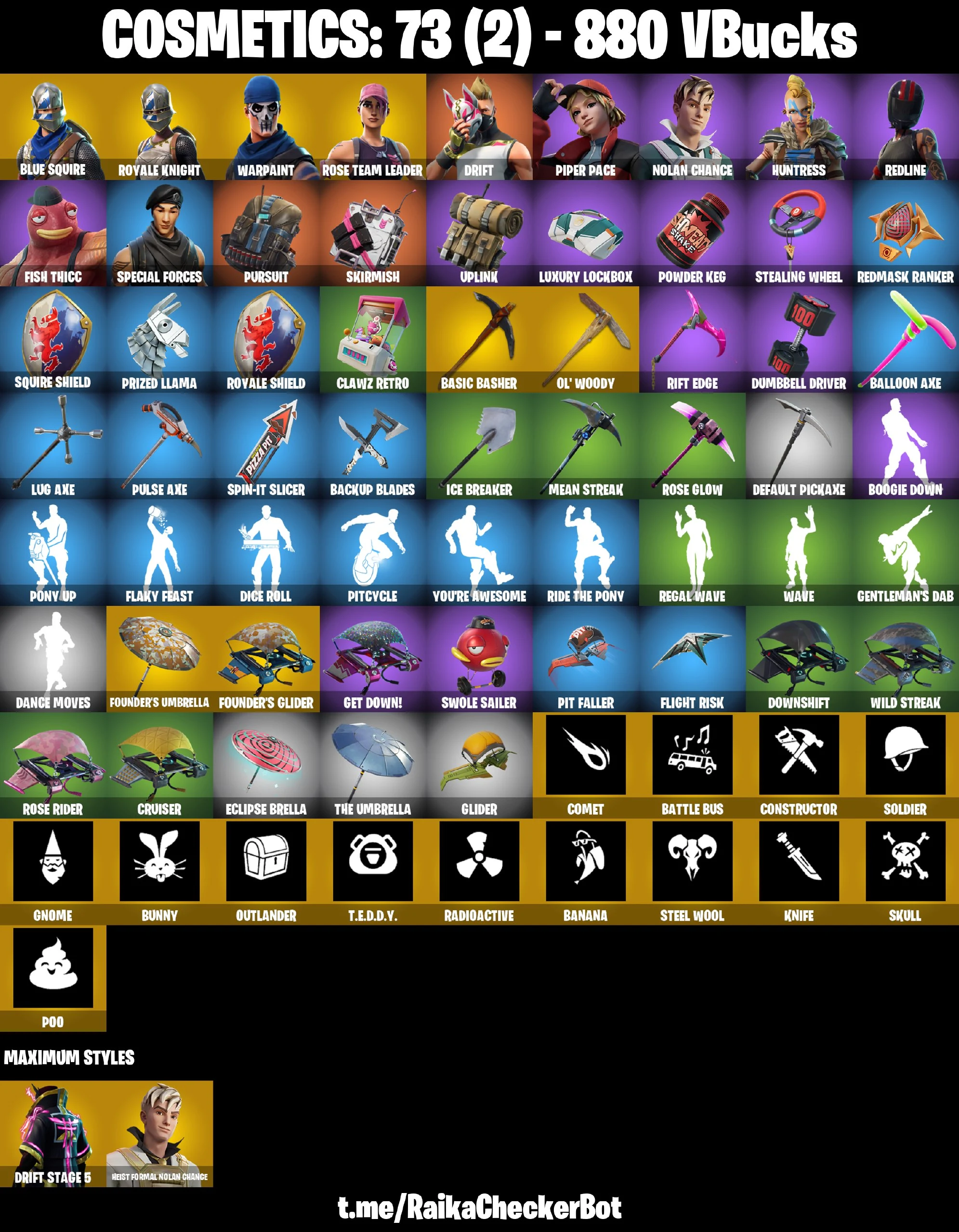 Buy [PC] 🔥 11 ⭐️ skins 🔷 Blue Squire ⭐️ Royale Knight ⭐️ Drift ⭐️ Piper