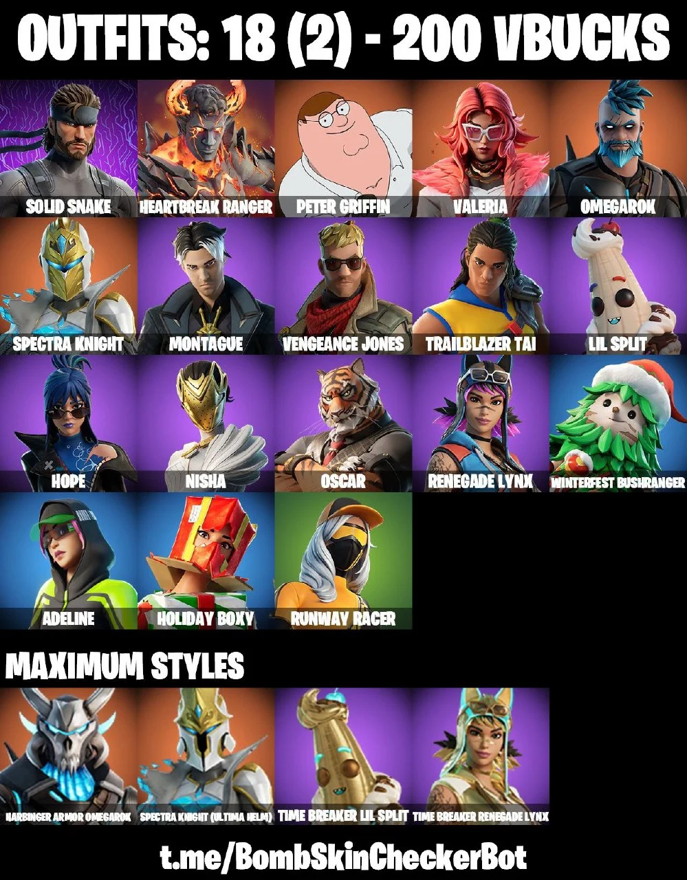Achetez ⭐PC/PSN/XBOX⭐ 18 SKINS ⭐ Solid Snake , Peter Griffin , Valeria
