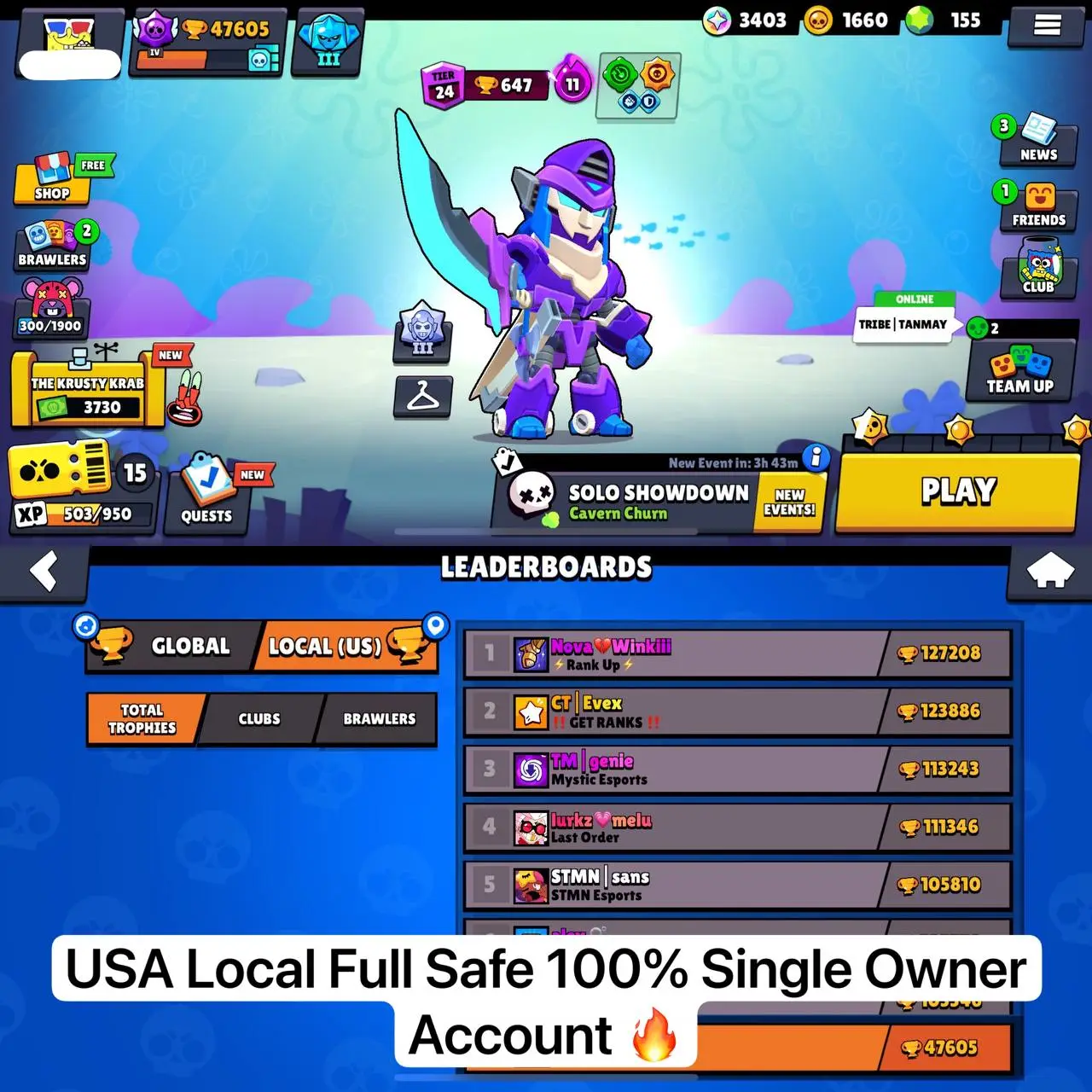 Achetez Usa Local + High Rank Brawls 🔥 Single Owner 🚀 Premium Account