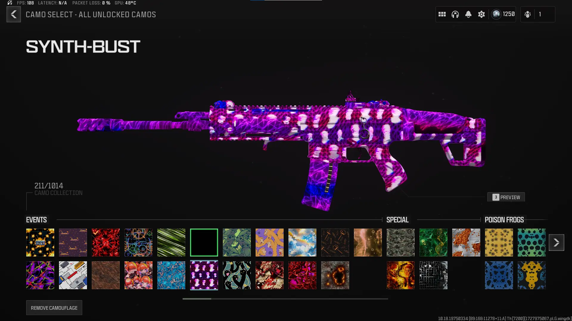 Buy Level 1250 💎Interstellar Camo♨200+ camos♨ 21x Rare Event Camos♨