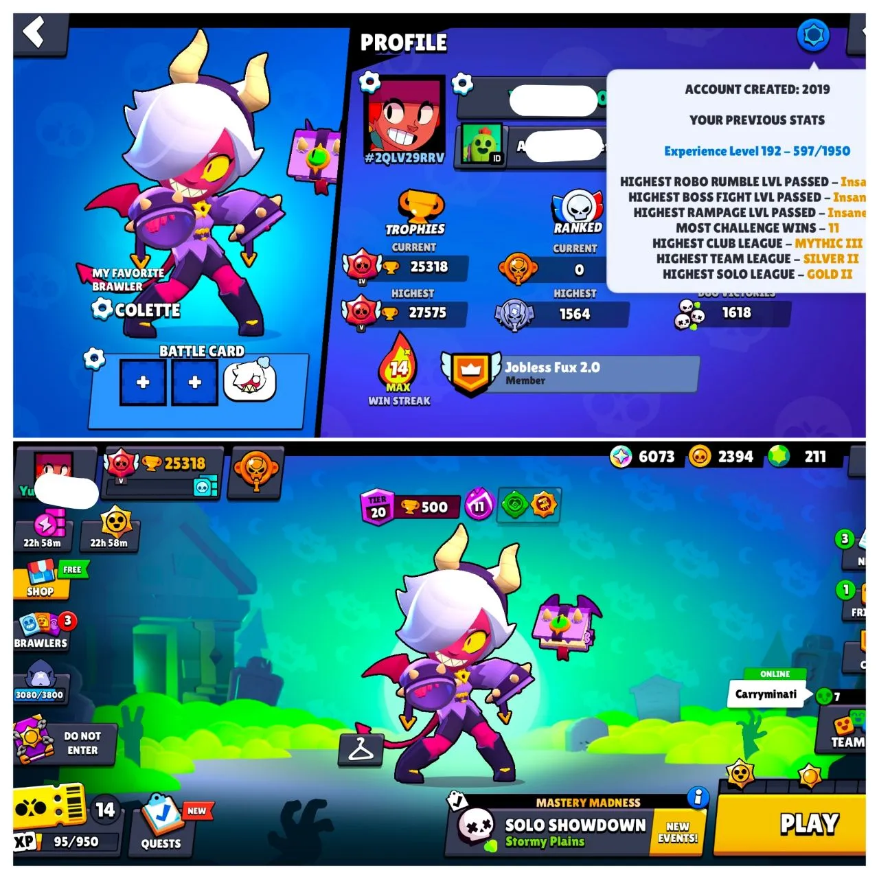 Achetez OG ACCOUNT 192xp💖TRIXIE COLETTE SKIN💖25.3K TROPHIES 🏆 63 ...