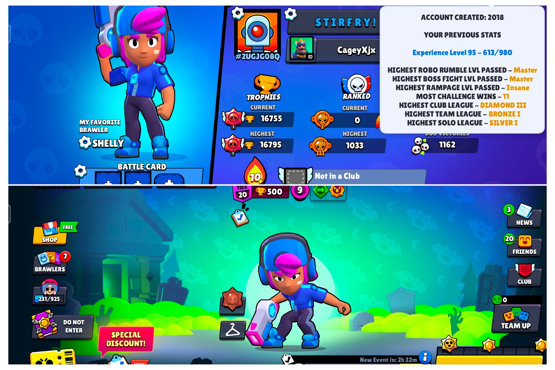 Buy Rarest⚡ STAR SHELLY SKIN ⚡OG ACCOUNT ⚡ 49 BRAWLERS ⚡95XP INSTANT