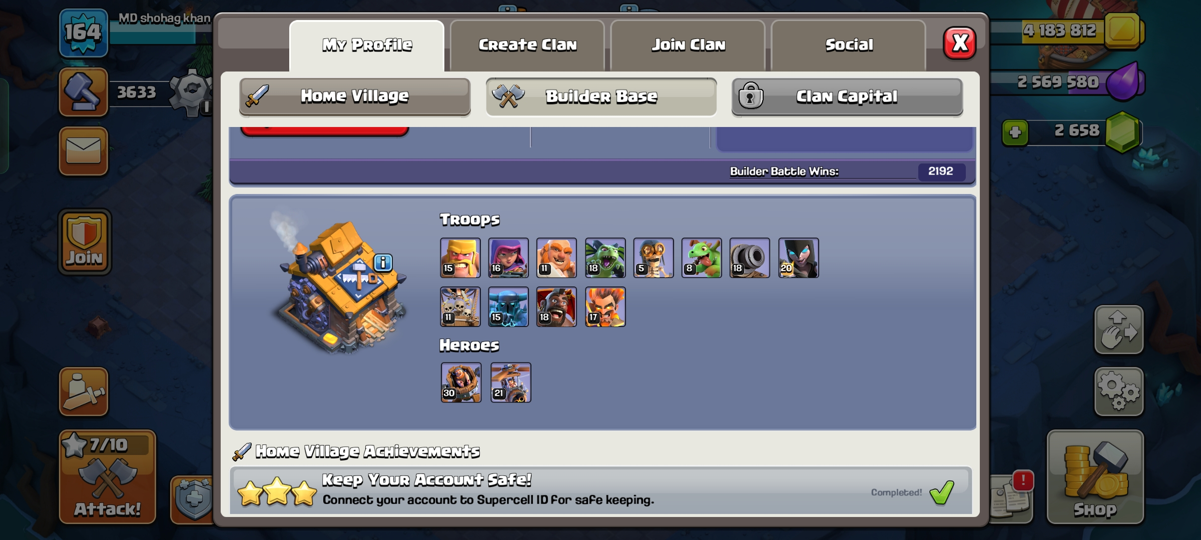 购买 Th15 🎊2600+Gems🎊 4 Epic Equipment 🎊Good Defance🎊High Troops level 🎊