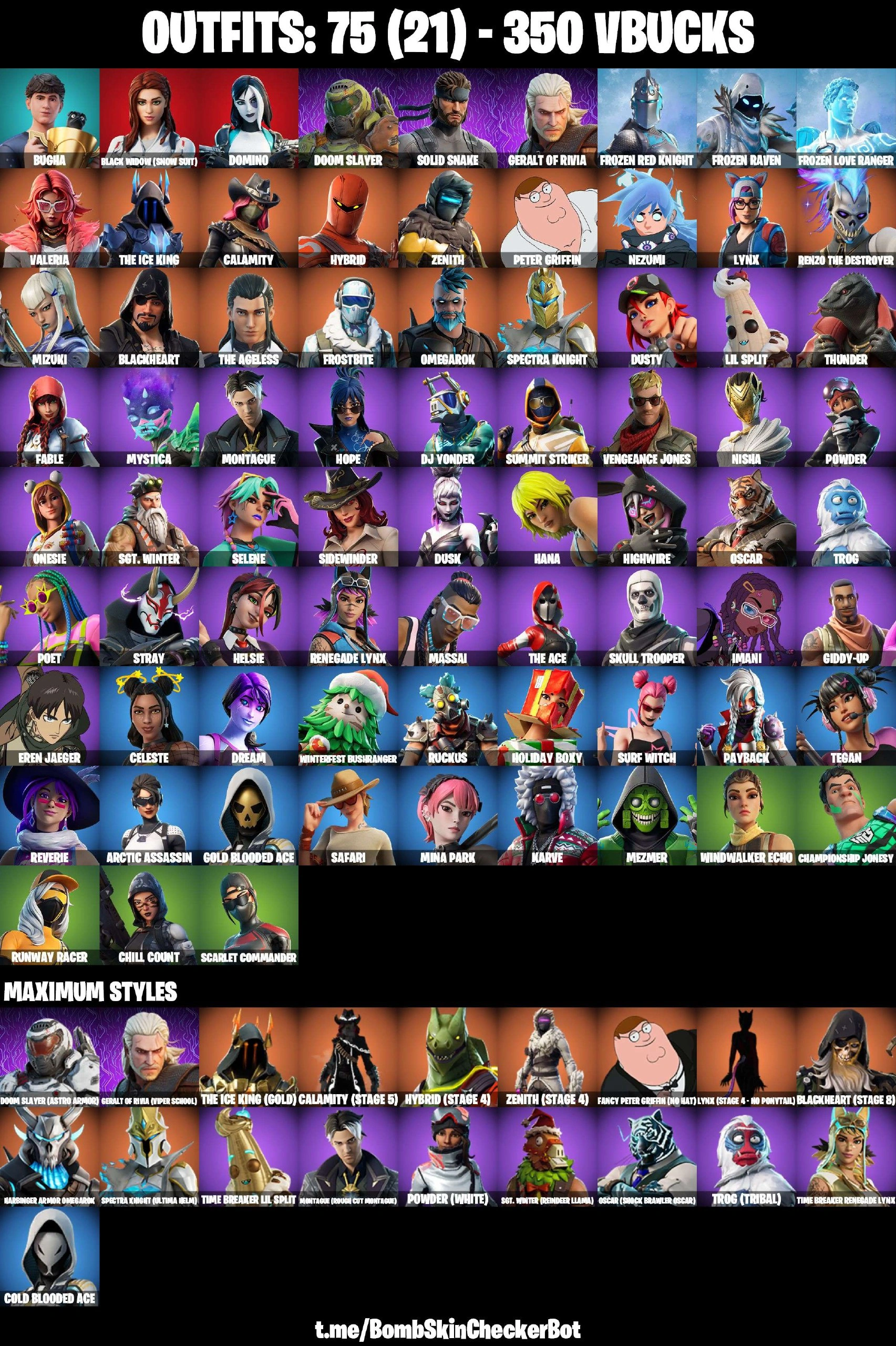 Buy ⭐[PC / PSN / XBOX / NINTENDO / MOBILE] 75 SKINS BUGHA BLACK