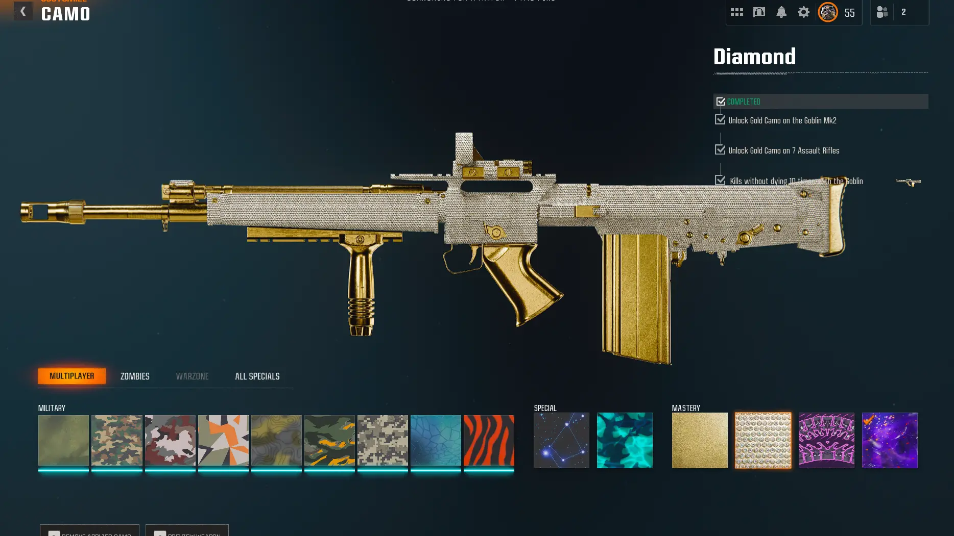 Buy 10 guns maxed⭐[Prestige 2] ⭐ Diamond 13/33 ⭐ Gold 13/36 