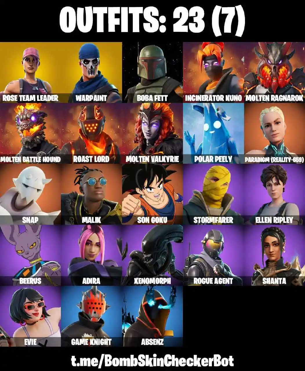 Buy 23 SKINS OG STW XENOMORPH ELLEN RIPPLEY BOBA FETT SON