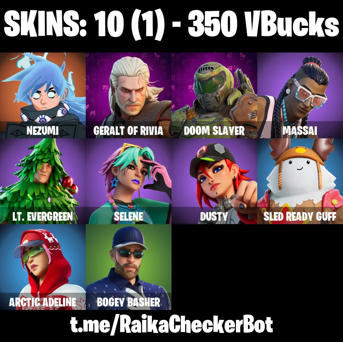 Kaufen Sie 💎 10 Skins 💎 Bogey Basher 💎 Nezumi 💎 Geralt of Rivia 💎 Doom