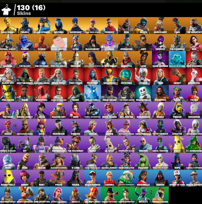 Buy 130 Skins | OG STW | Cloud Striker | Sultura | Trilogy