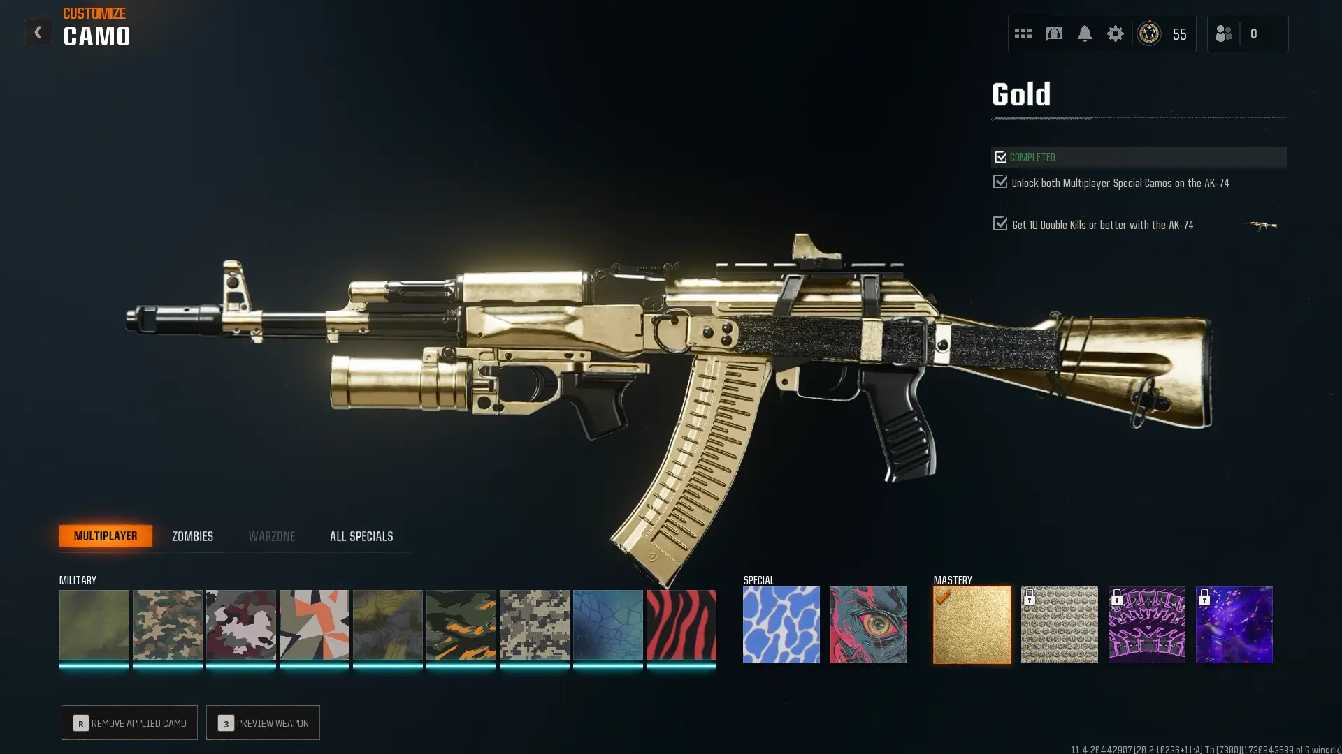 Buy 💎BO6 💎 Level 55 🌟3 Gold Camos 🌟 3 Guns Maxed🌟 36 Camos 