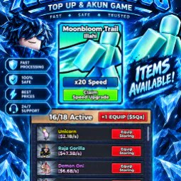 🪺SAE · 93.3B/S INCOME · 31.5B SPEED · MOONBLOOM TRAIL · LVL 11 BASE · LVL 10 TREADMILL · CLEAN ACCOUNT NO EMAIL🪺
