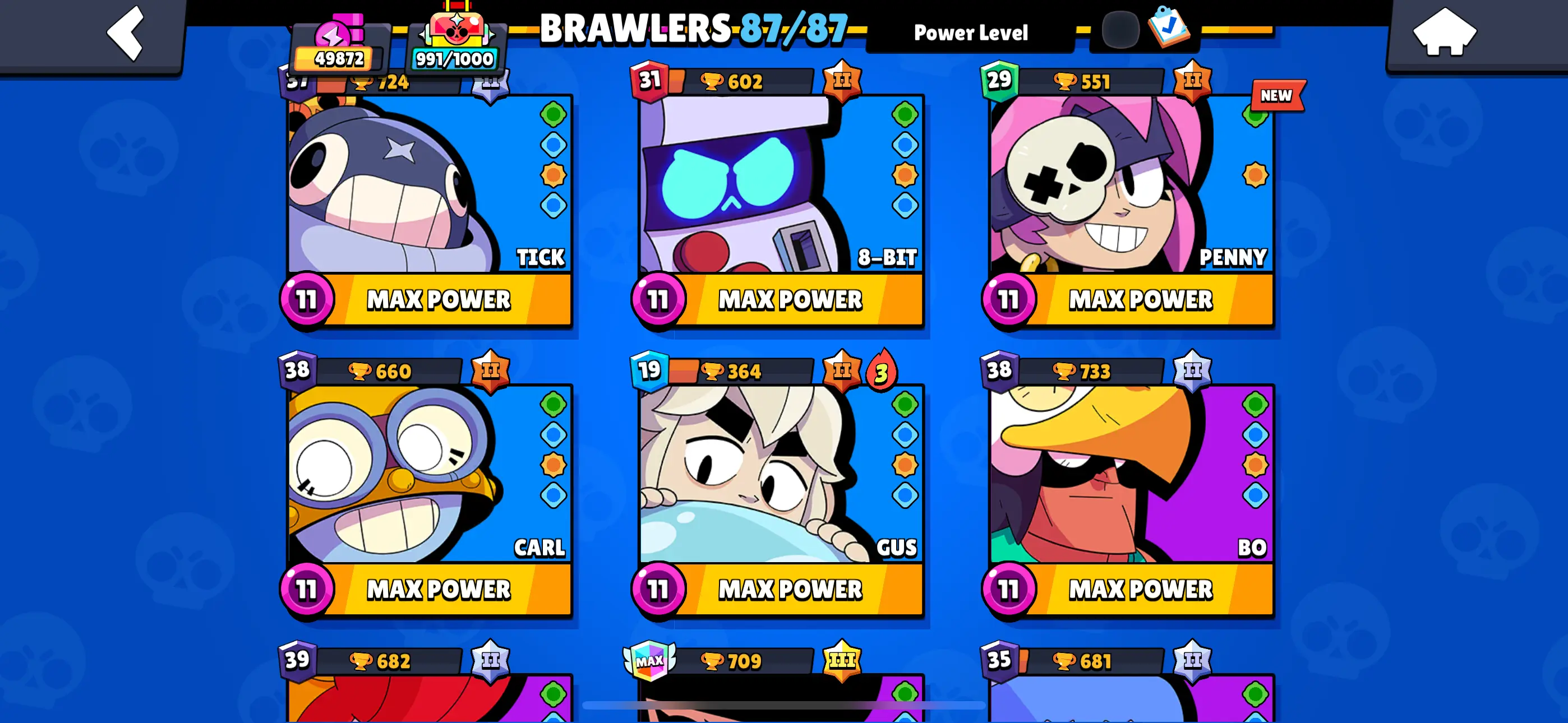 Compra Rare🔥brawlers 87 87🔥cups 49872🔥 Skins 208🔥max 64 [ Hypercharged 