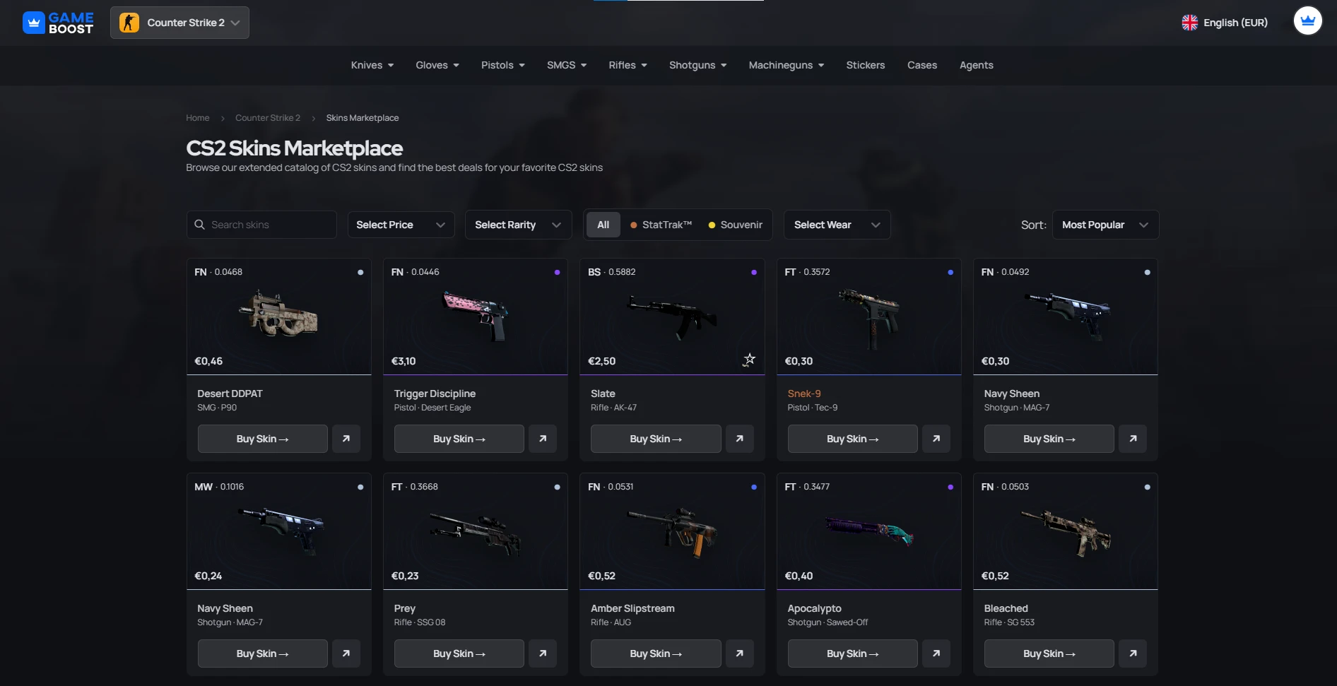 screenshot from GameBoost Counter Strike 2 Marketplace