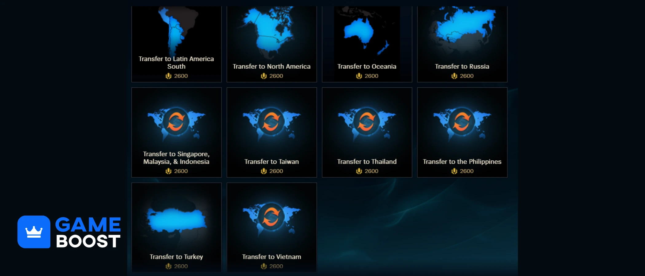 Account Transfer RP Prices