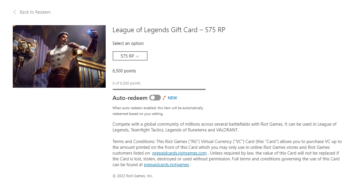 Microsoft Rewards RP Gift Card