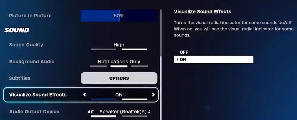 visualize sound effects fortnite