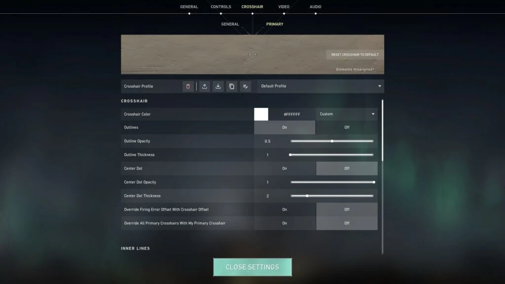 crosshair profile valorant