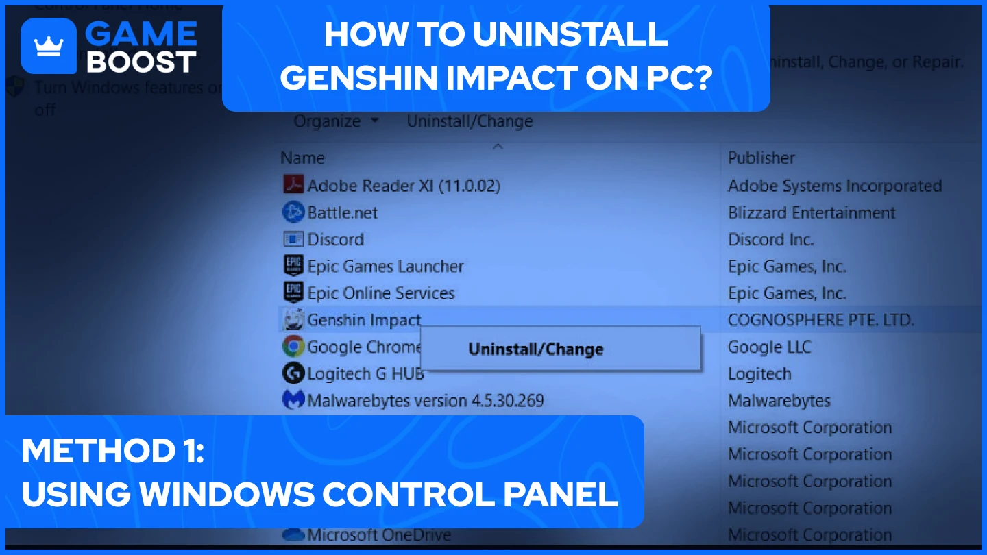uninstall genshin impact on pc control panel