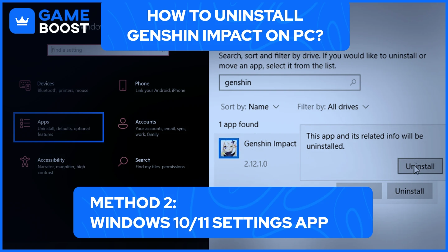 uninstall genshin impact on pc settings