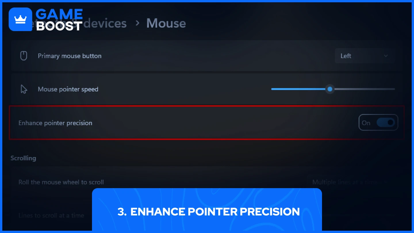 enhance pointer precision windows settings