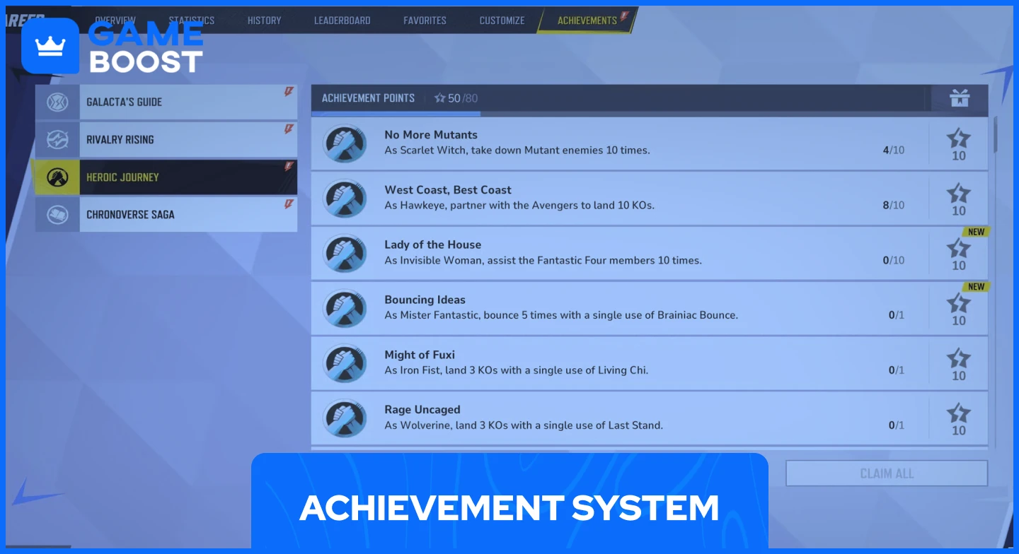 achievement system marvel rivals
