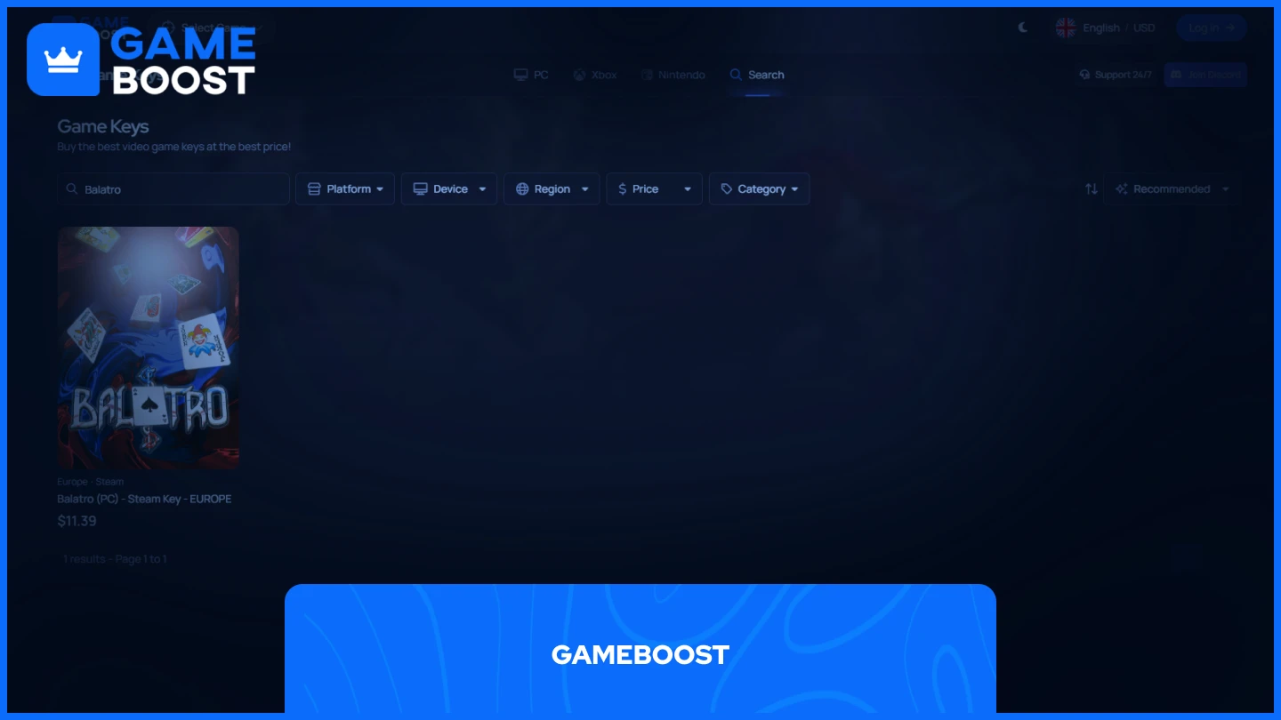gameboost balatro game key