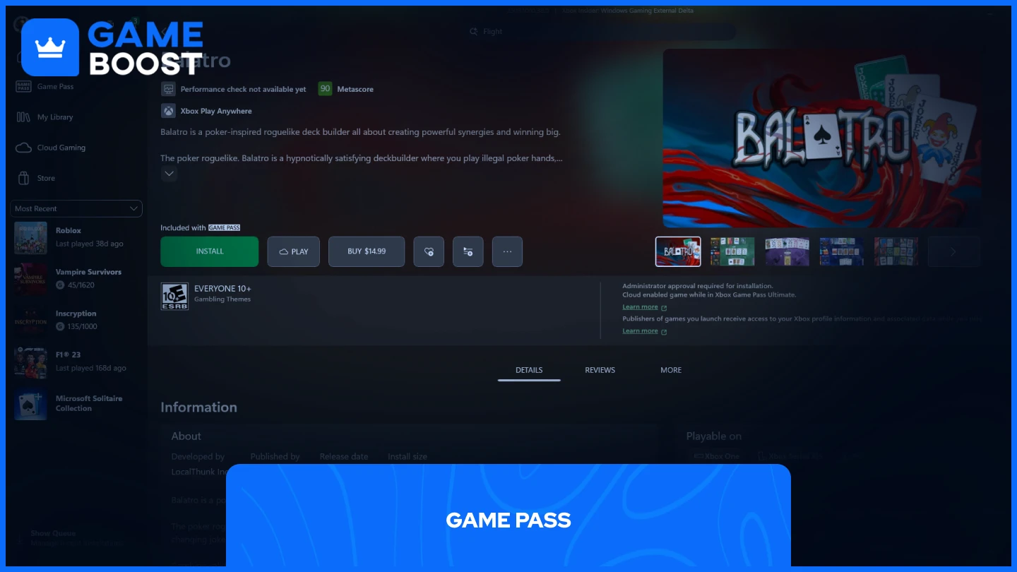 game pass balatro