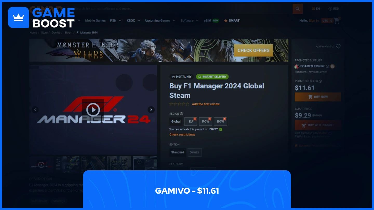 gamivo f1 manager 2024 steam key
