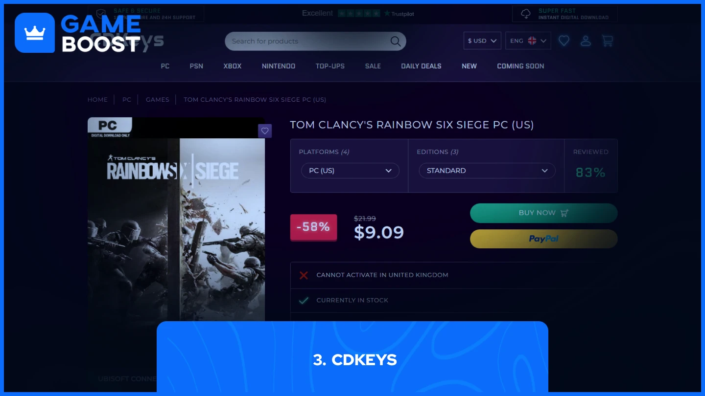 cdkeys rainbow six siege standard edition game key