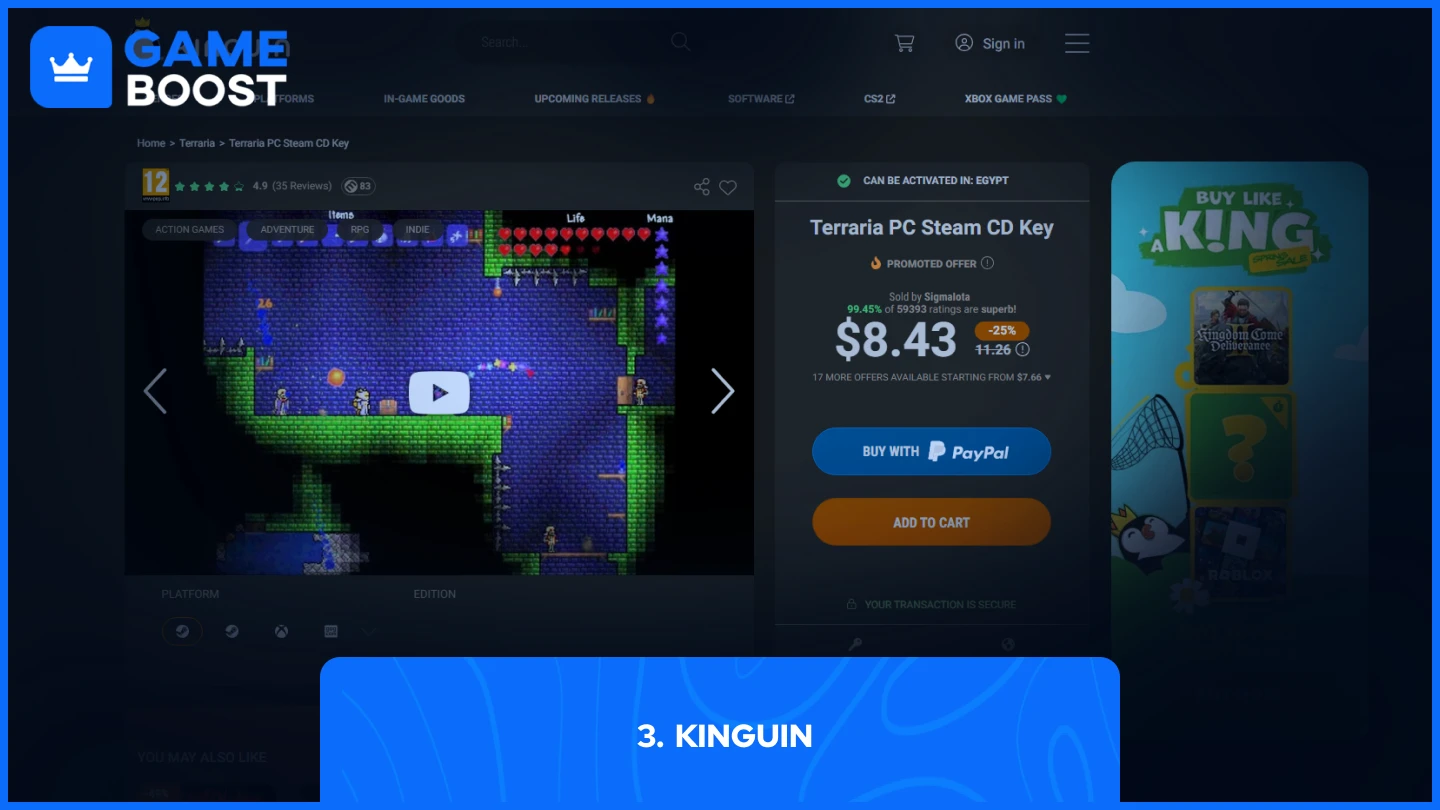 kinguin terraria steam key