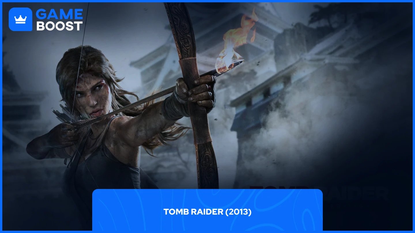 lara croft aiming with a bow