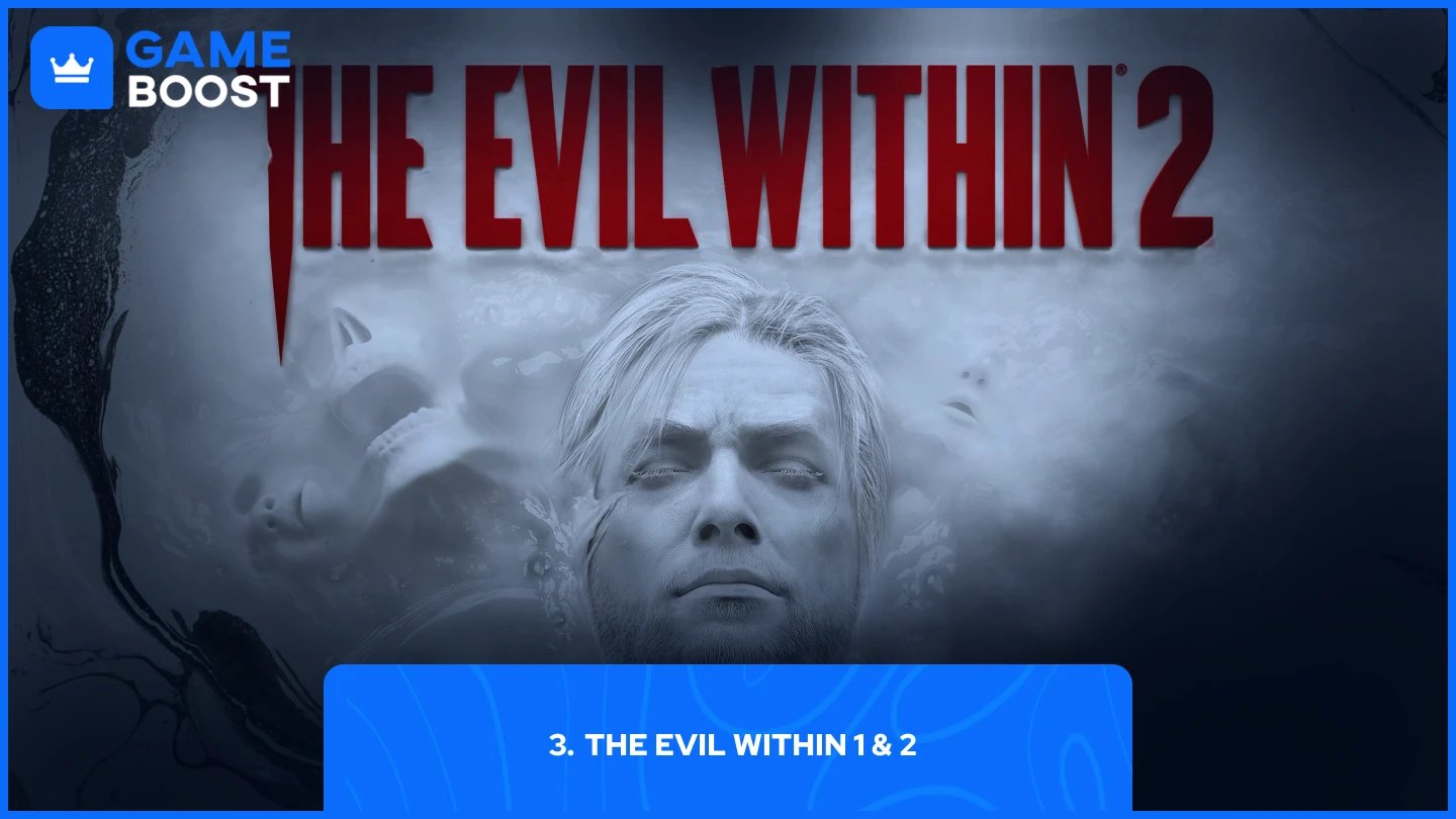 image pour The Evil Within 2, montrant le protagoniste Sebastian Castellanos les yeux fermés